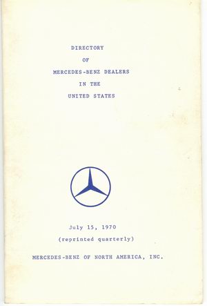 Mercedes-Benz Dealer Directory 1970