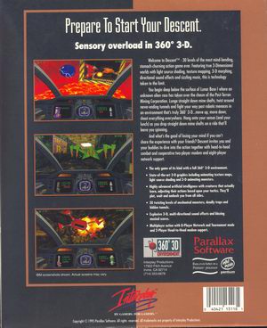 Interplay Descent PC game - back